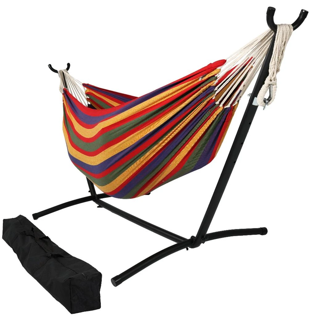 Sunnydaze Large Double Brazilian Hammock with Stand and Carrying Case - 400 lb Weight Capacity 8