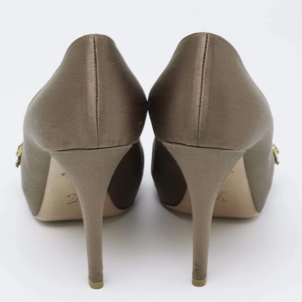 Louis Vuitton Louis Vuitton Dark Olive Green Satin Athen Open-Toe Pumps Size 38 5