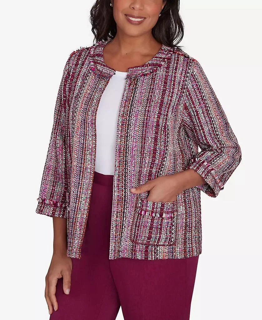 Alfred Dunner Women's Wine Country Fringe Textured Jacket 5