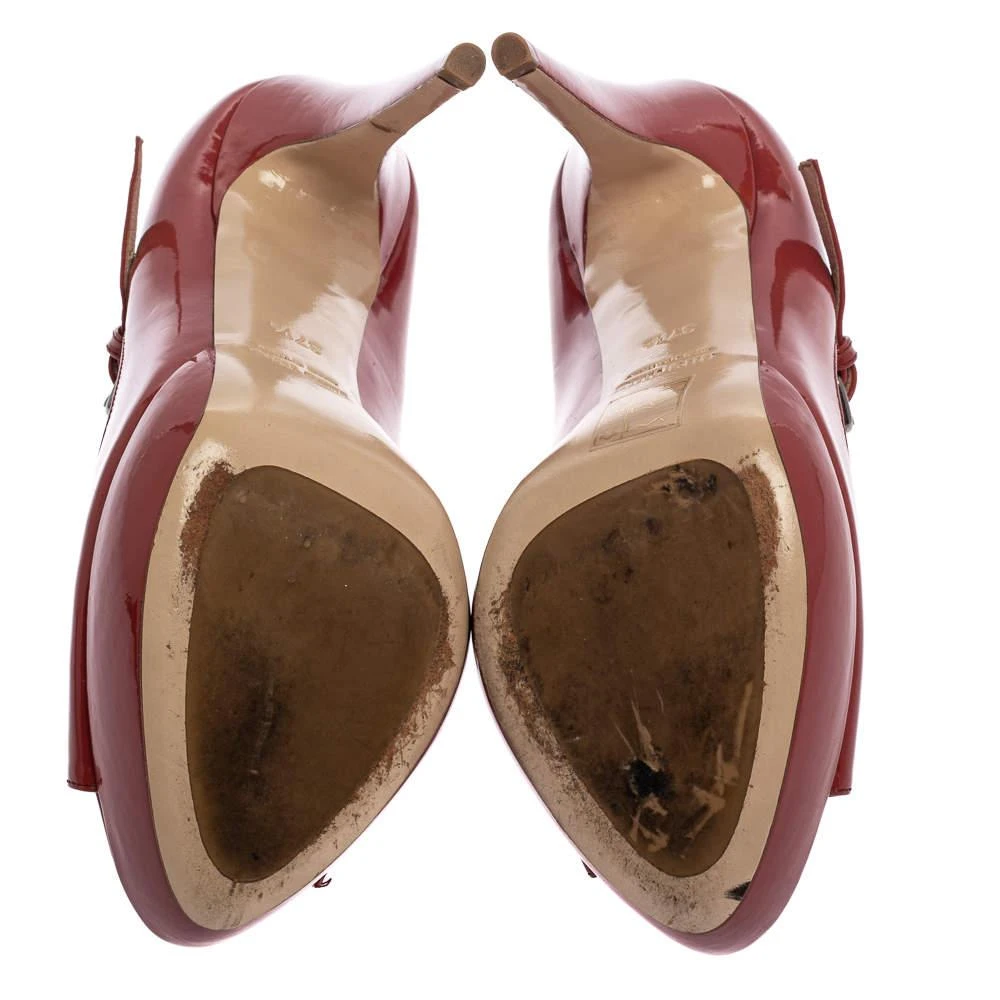 Miu Miu Miu Miu Burgundy Patent Leather Peep Toe Pumps Size 37.5 6