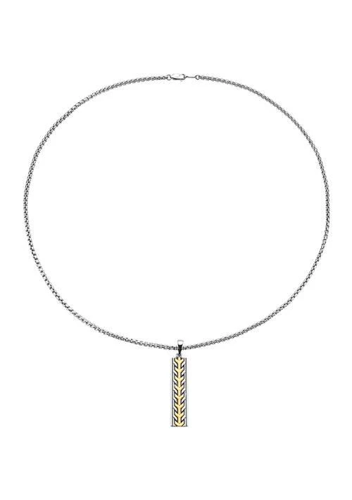 Effy Mens Pendant Necklace In Sterling Silver And 18K Yellow Gold 1