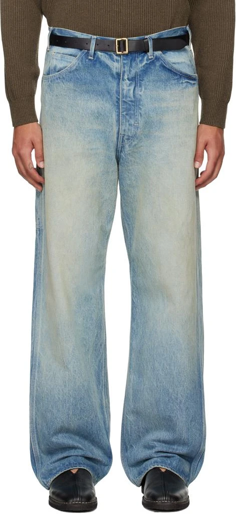 AURALEE Blue Selvedge Faded Heavy Painter Jeans 1