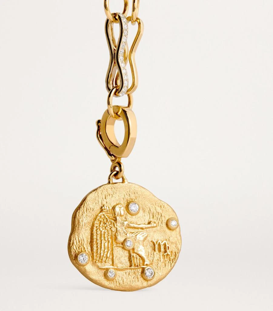 Azlee Small Yellow Gold and Diamond Virgo Coin Charm 5