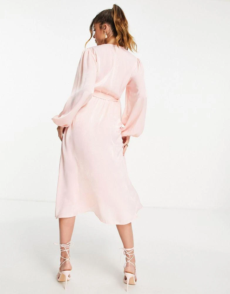 River Island Maternity River Island Maternity satin wrap midi dress in pink 2