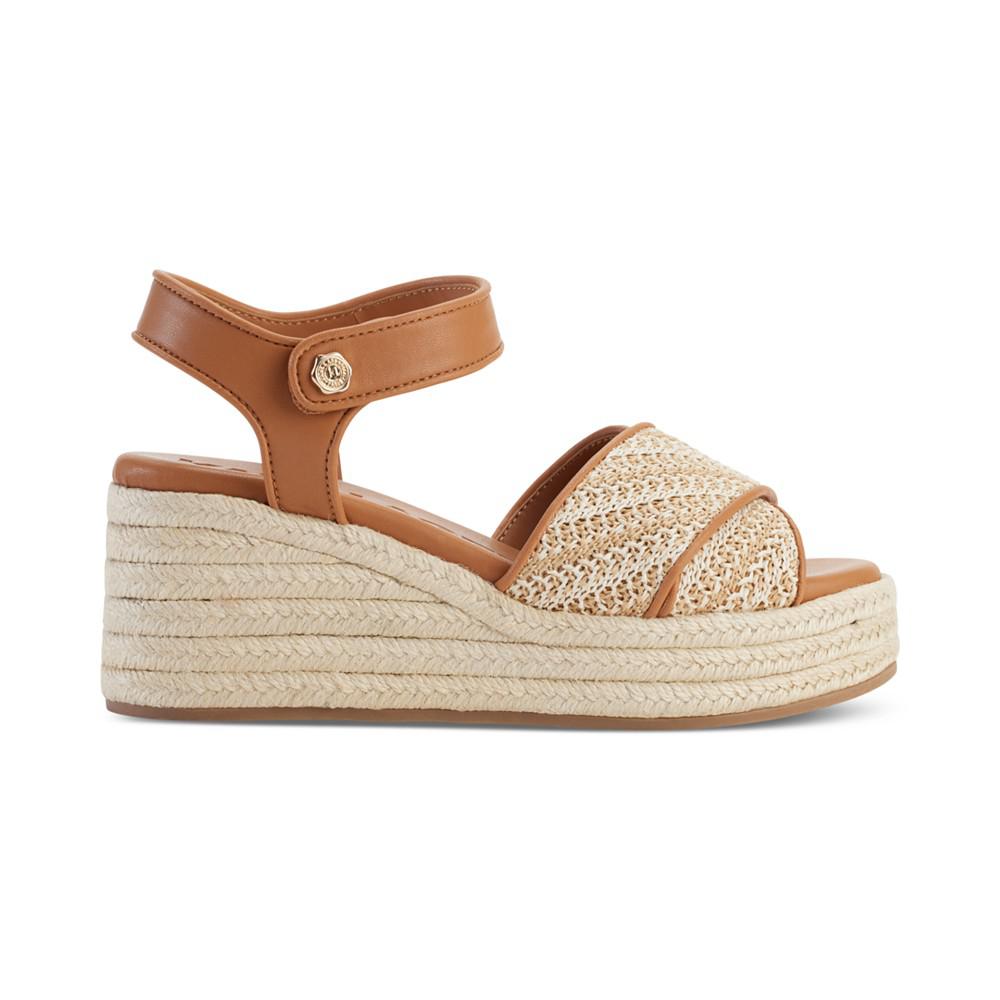 KARL LAGERFELD PARIS Women's Celest Ankle-Strap Espadrille Platform Wedge Sandals