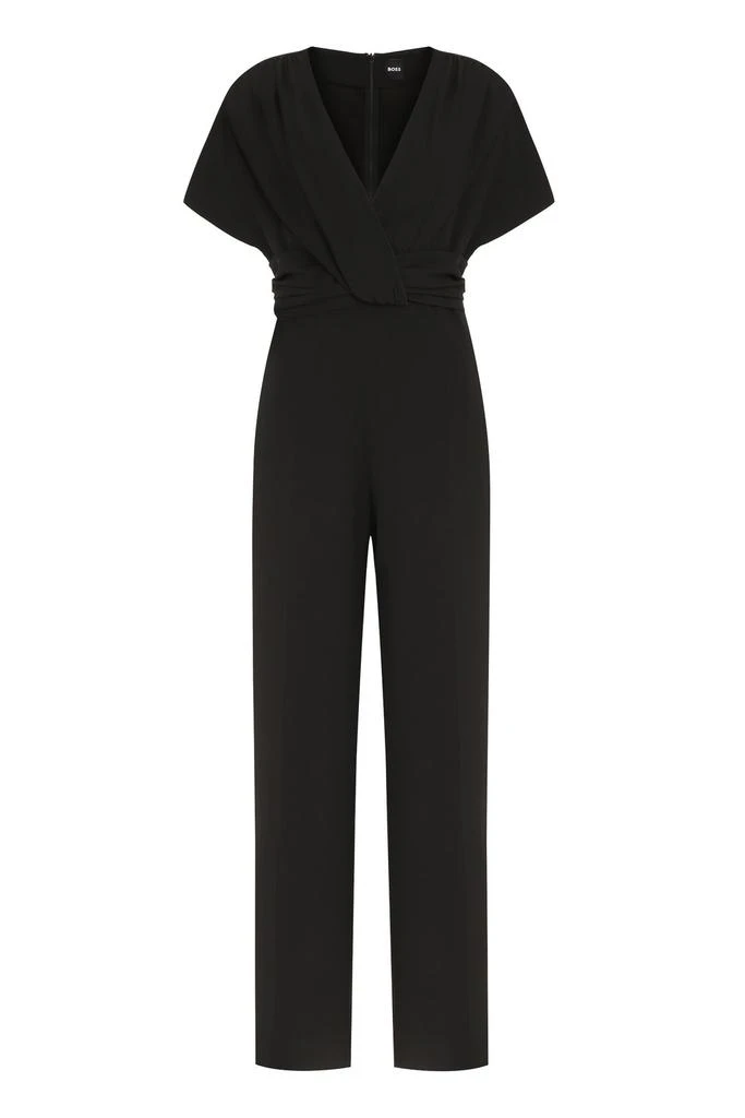 Shop Boss Hugo Boss Short-Sleeved V-Neck Satin Jumpsuit on Sale at