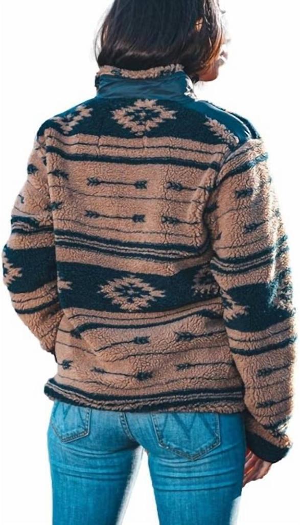 STS Ranchwear Women's Sequoia Fleece Jacket In Tan/navy