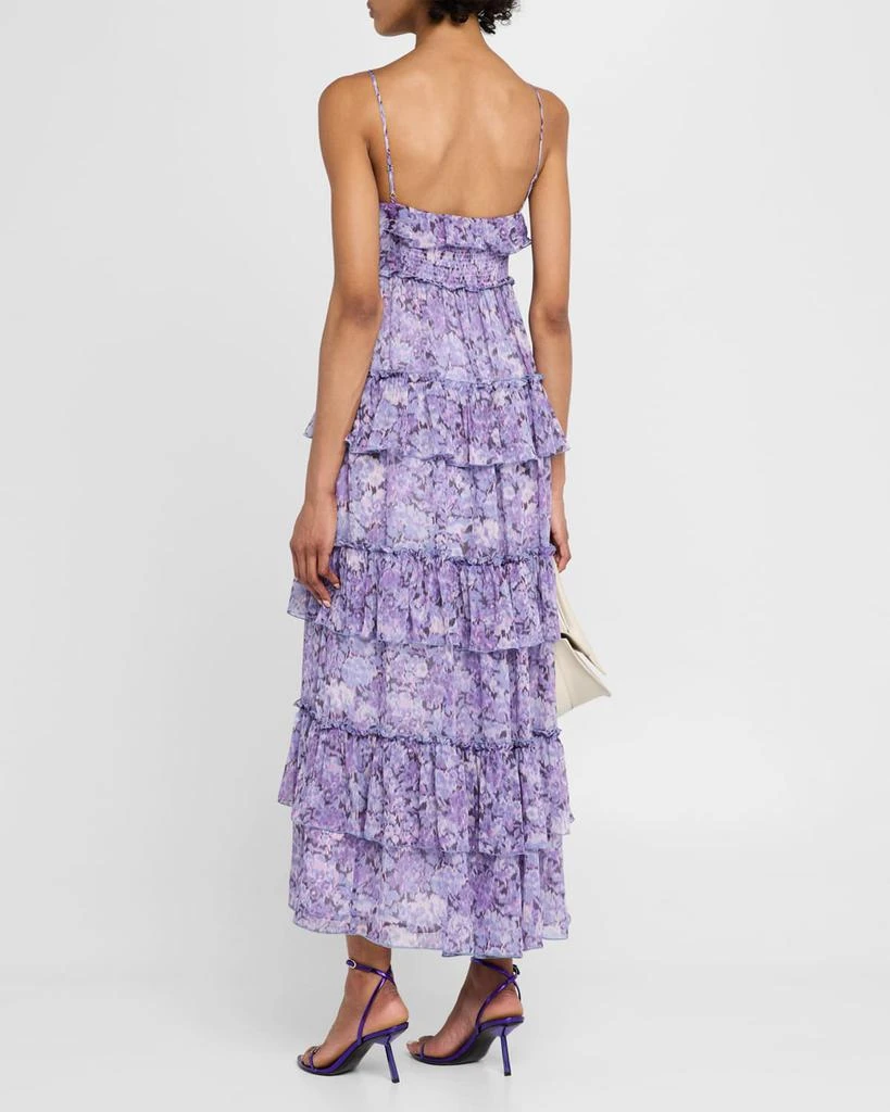 Cinq a Sept Fadrid Painted Hydrangea Ruffle Midi Dress 3
