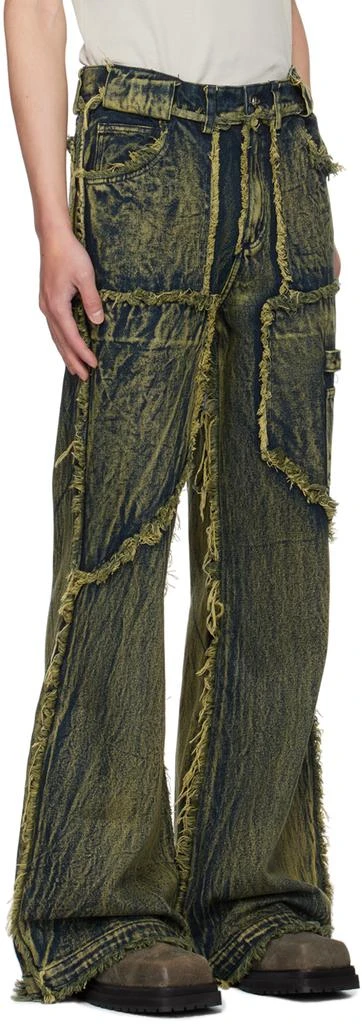 NO/FAITH STUDIOS Green & Blue Flared Jeans 2