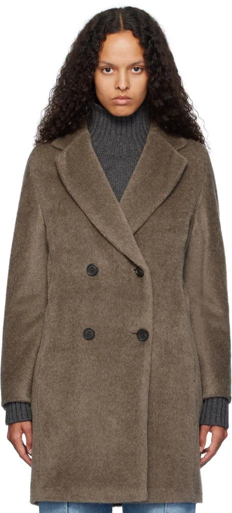Max Mara Taupe Roseto Faux-Fur Coat 1