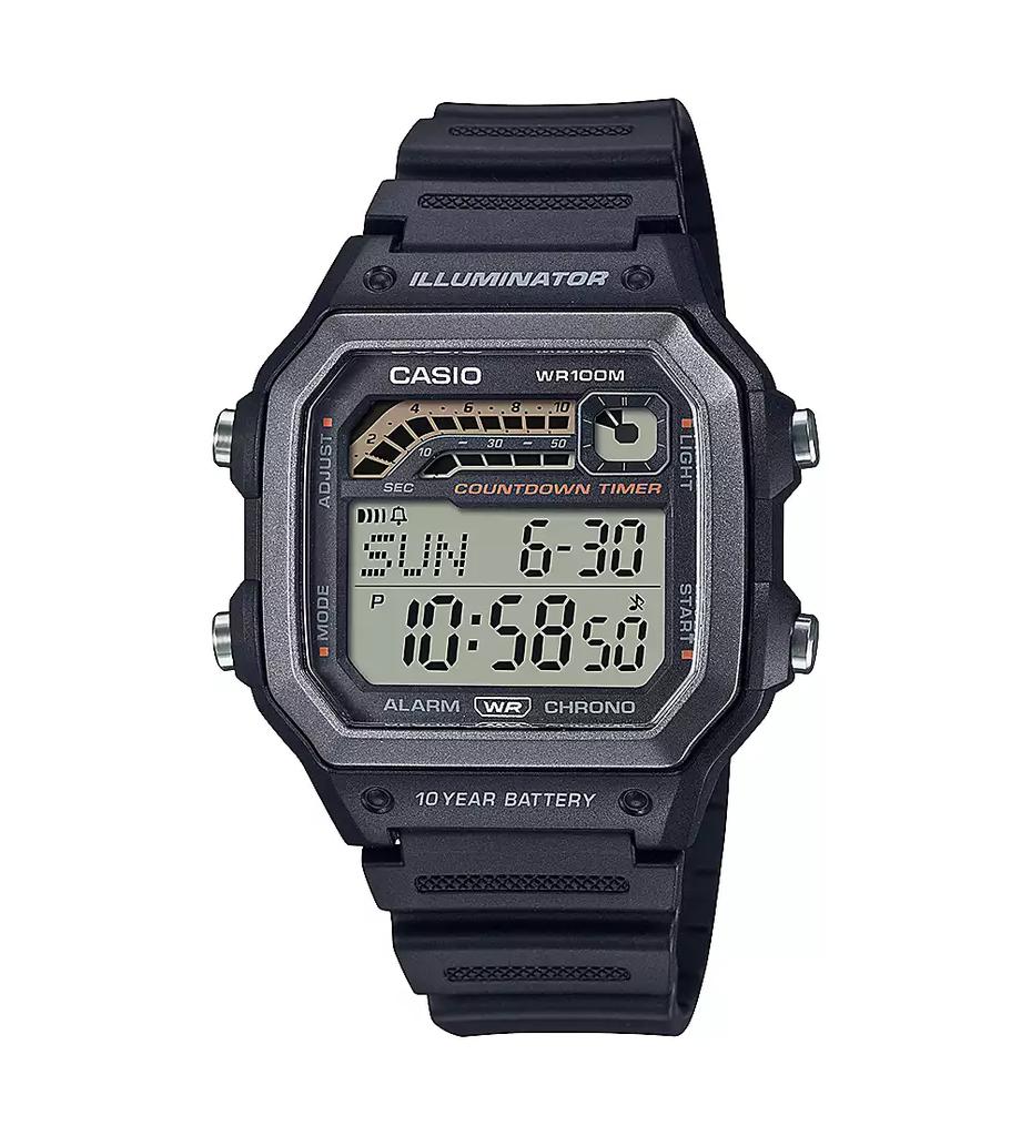 Casio Men's Digital Black Resin Watch 42.1mm, WS1600H-1AV