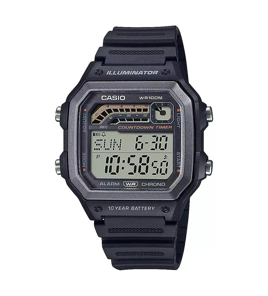 Casio Men's Digital Black Resin Watch 42.1mm, WS1600H-1AV 1