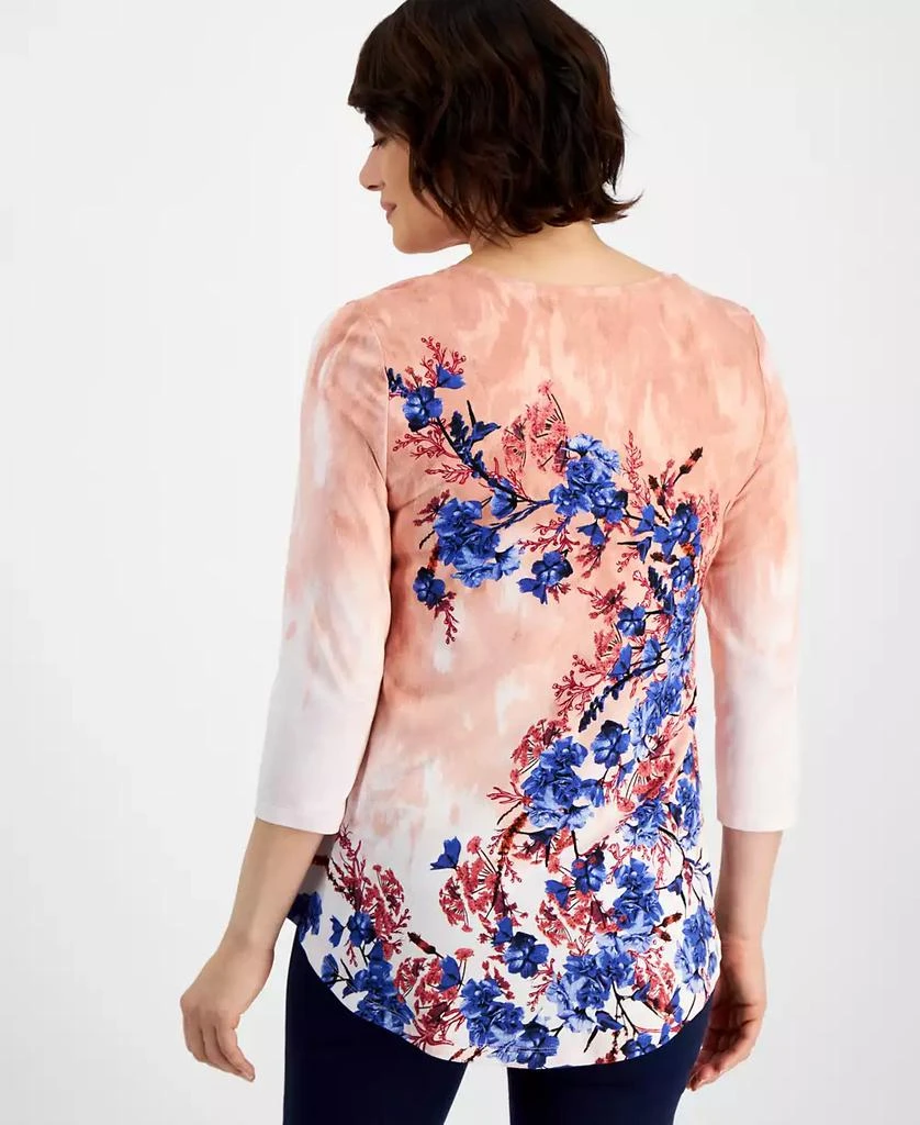 JM Collection Women's Printed 3/4-Sleeve Top, Created for Macy's 2
