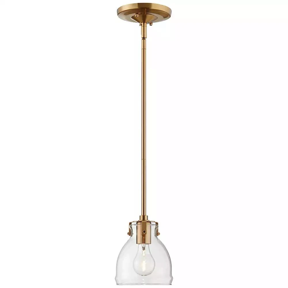 Possini Euro Design Soft Gold 6" Wide Clear Glass Shade Farmhouse Industrial Rustic Fixture Mini Pendant 3