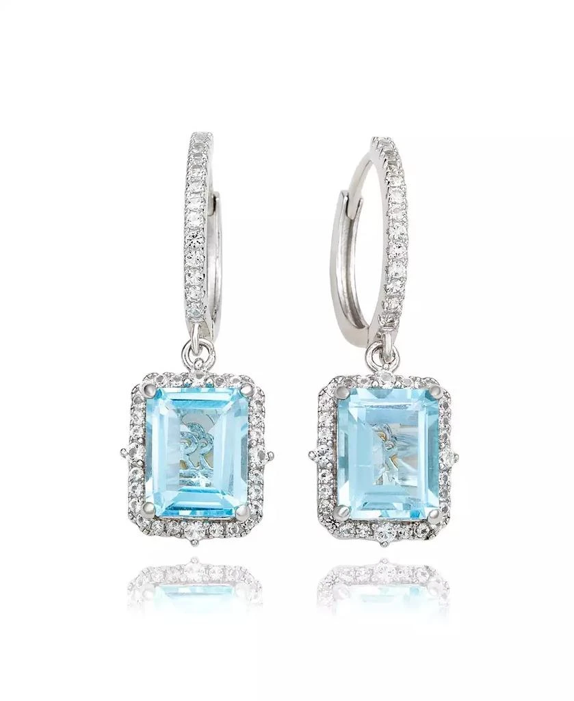 Suzy Levian New York Suzy Levian Sterling Silver Emerald Cut Gemstone Halo Dangling Earrings
