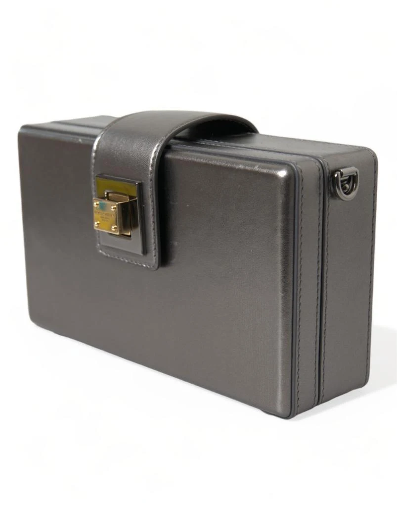 Dolce 
Gabbana Steel Leather Box Shape Shoulder gold DG Logo Plaque Bag (Pre-Owned) 2