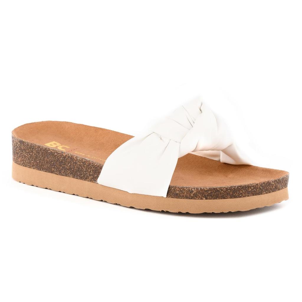 BC Footwear Reunion Womens Faux Suede Slip On Wedge Sandals