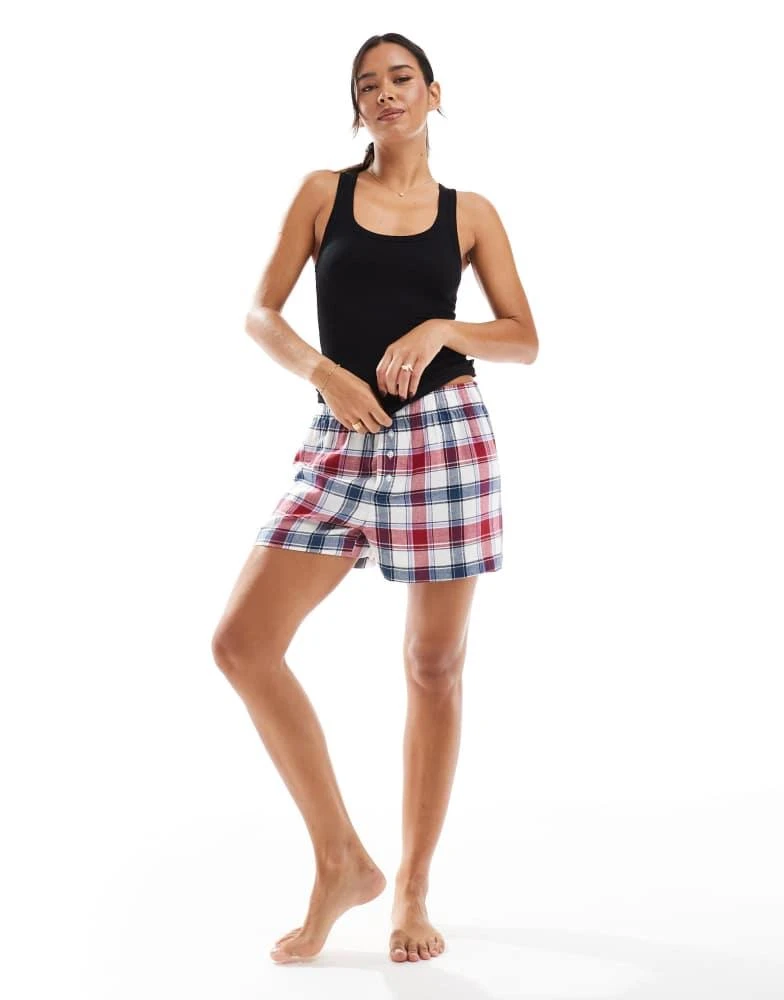 Cotton:On Cotton On sleep check boxer short in red and navy 2