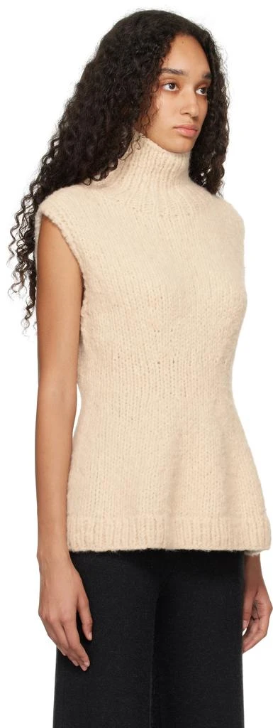 LAUREN MANOOGIAN Beige Handknit Peplum Shell Turtleneck 2