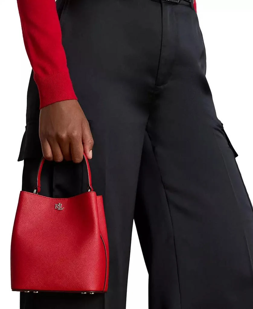 Ralph Lauren Crosshatch Leather Small Reese Bucket Bag