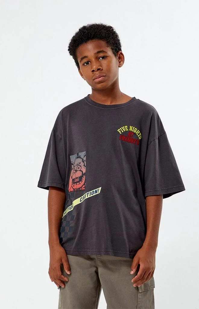 Five Nights at Freddy's Kids Caution Oversized T-Shirt 1