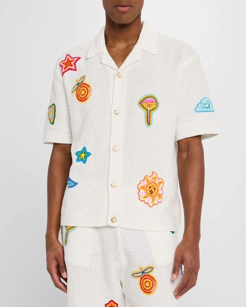 Casablanca Men's Crochet Multi-Patch Camp Shirt 5