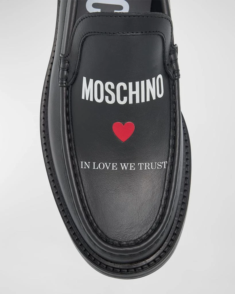 Moschino Men's In Love We Trust Calfskin Loafers 5