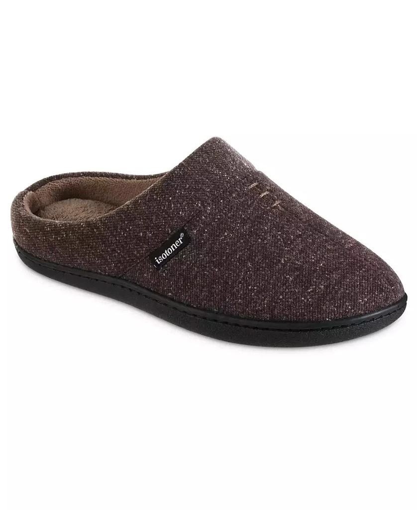 Isotoner Men's Preston Heather Knit Hoodback Slippers 1