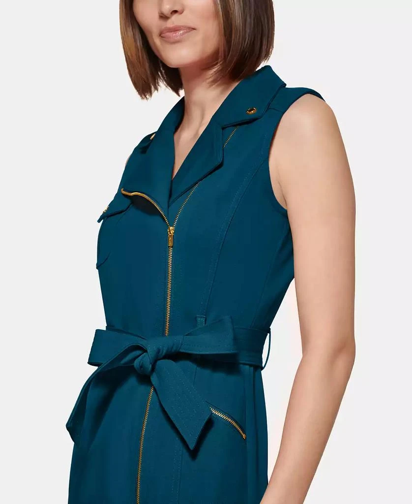 slim fit dress slacks Betsy & Adam Petite Off-The-Shoulder Ruffle Sheath Dress - Green