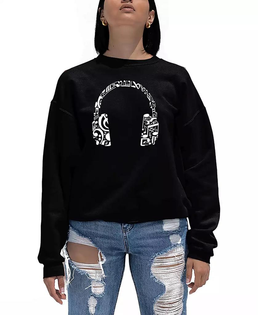 LA Pop Art Women's Crewneck Word Art Script Love Heart