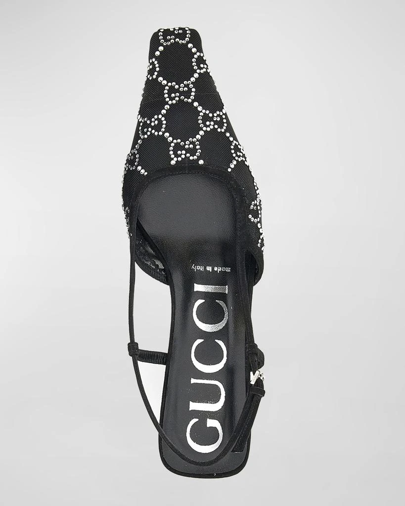 Gucci Tom Crystal GG Mesh Slingback Pumps 4