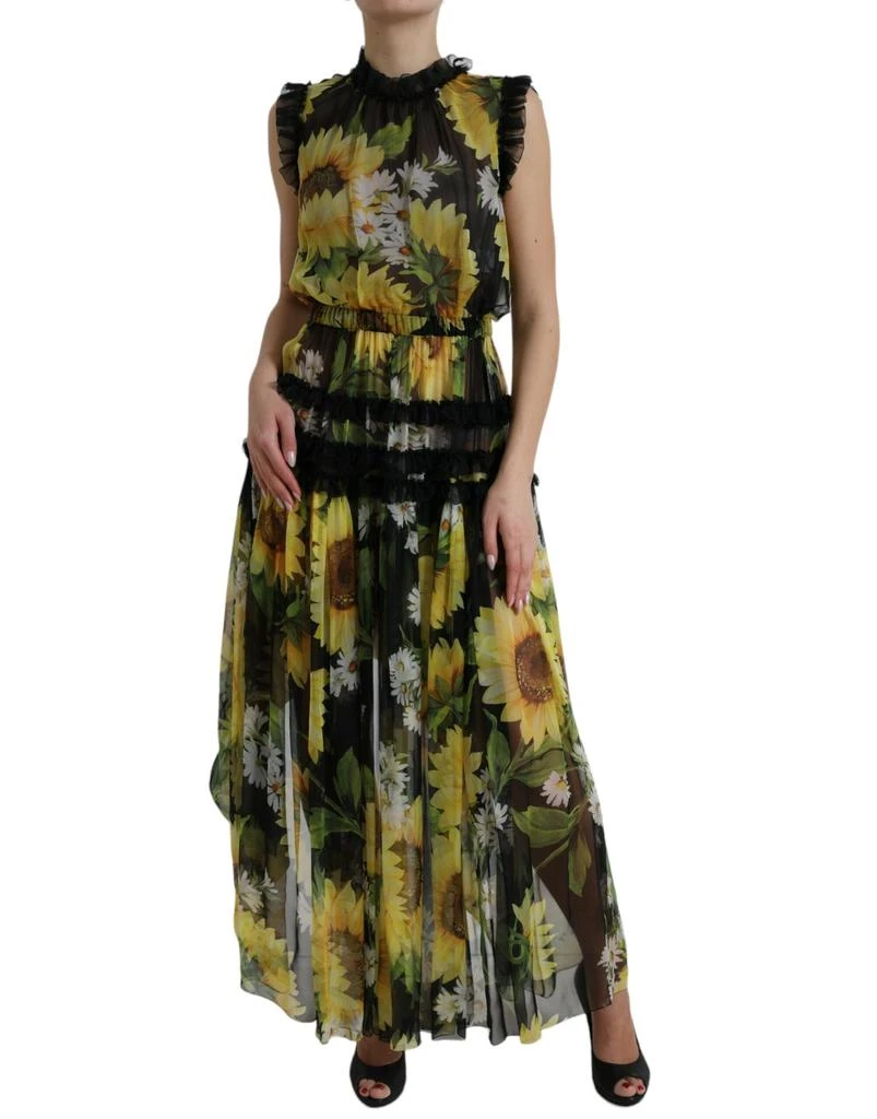 Dolce & Gabbana Elegant Sunflower Silk Maxi Women's Dress 2