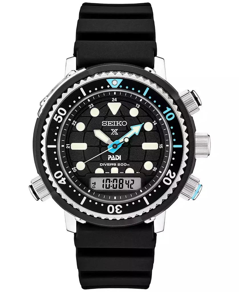 Seiko Men's Automatic Analog Digital Prospex Black Rubber Strap Watch 47mm 1