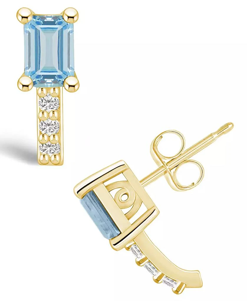 Macy
s Aquamarine (1 ct. t.w.) and Diamond (1/8 ct. t.w.) Stud Earrings in 14K Yellow Gold
