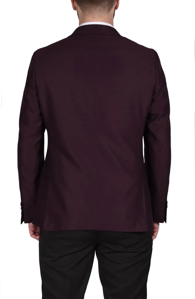 SAVILE ROW CO Burgundy Peak Lapel Slim Fit Blazer 2