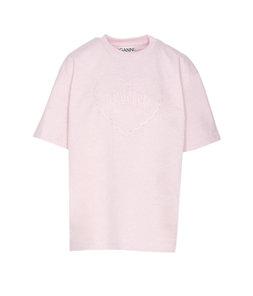 Ganni Ganni Drop Shoulder Heart T-Shirt 1