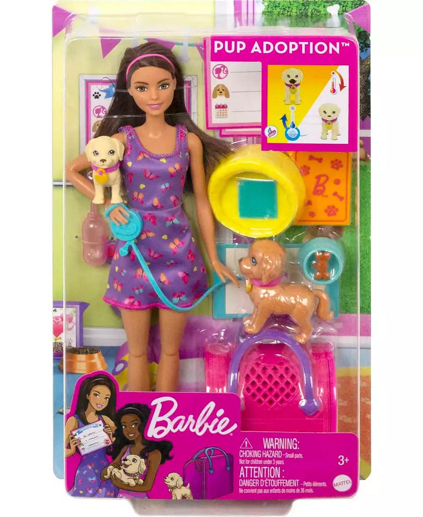 Barbie Doll and Accessories Pup Adoption Playset with Doll, 2 Puppies and Color-Change