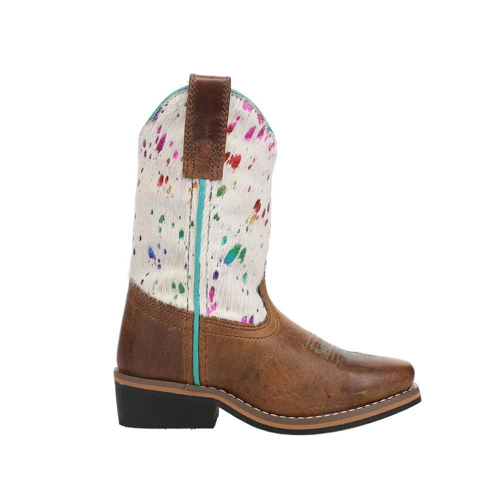 Dan Post Boots Rumi Cow Metallic Square Toe Cowboy Boots (Little Kid-Big Kid)
