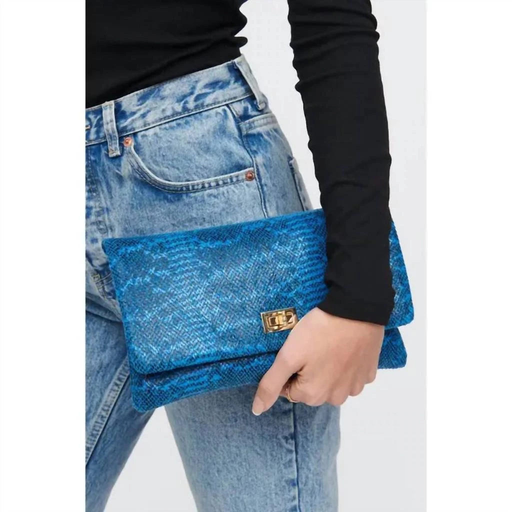 Urban Expressions Rykard Snake Clutch Crossbody Bag In Blue 5
