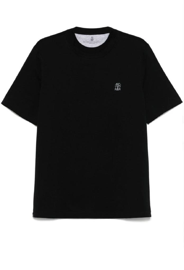 Brunello Cucinelli Short-Sleeved Crew Neck T-Shirt With Logo Print 1