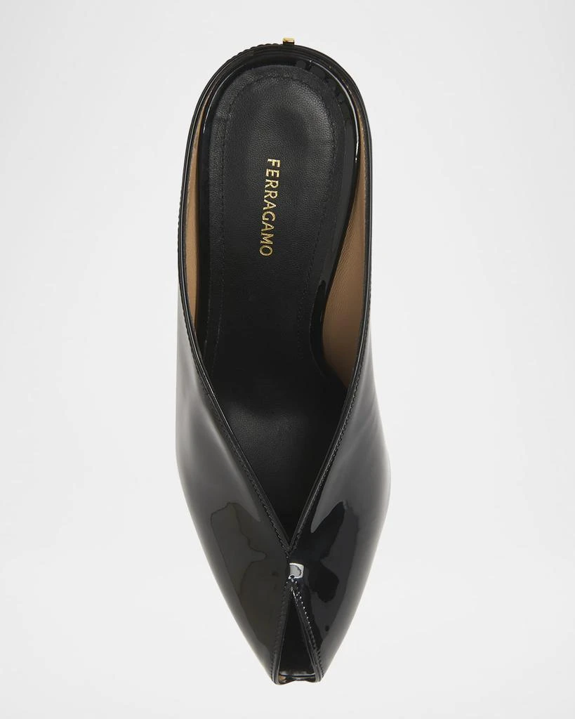Salvatore Ferragamo Alicia Patent Leather Peep-Toe Wedge Mules 6