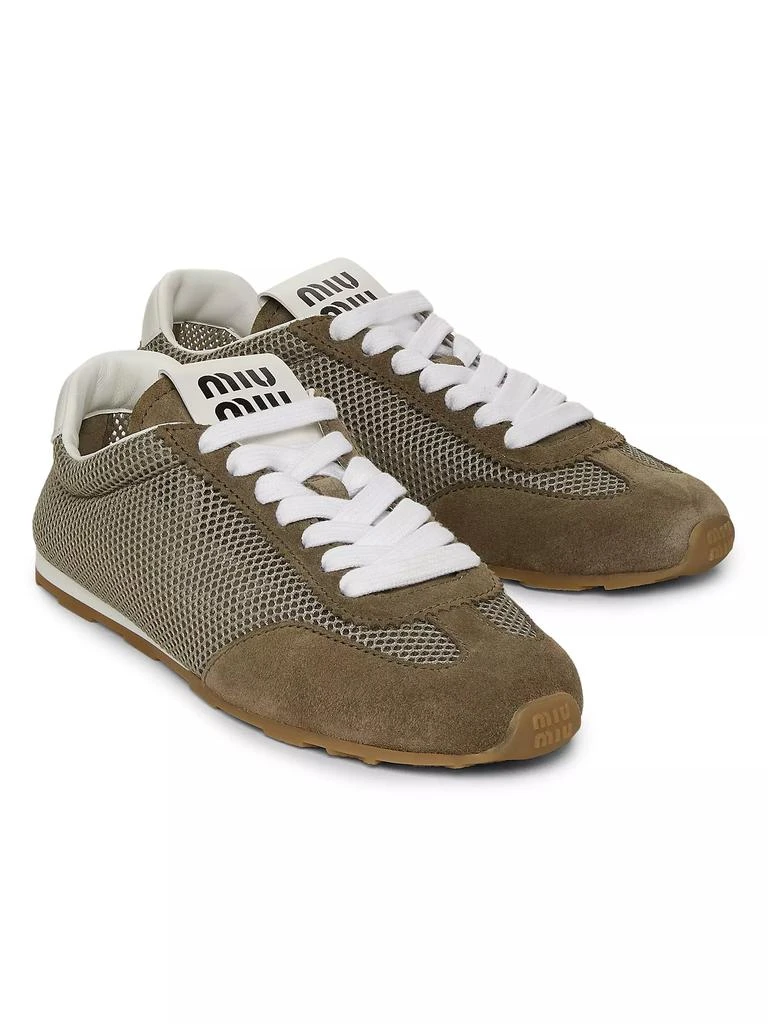 Miu Miu Mesh & Suede Low-Top Lace-Up Sneakers 2