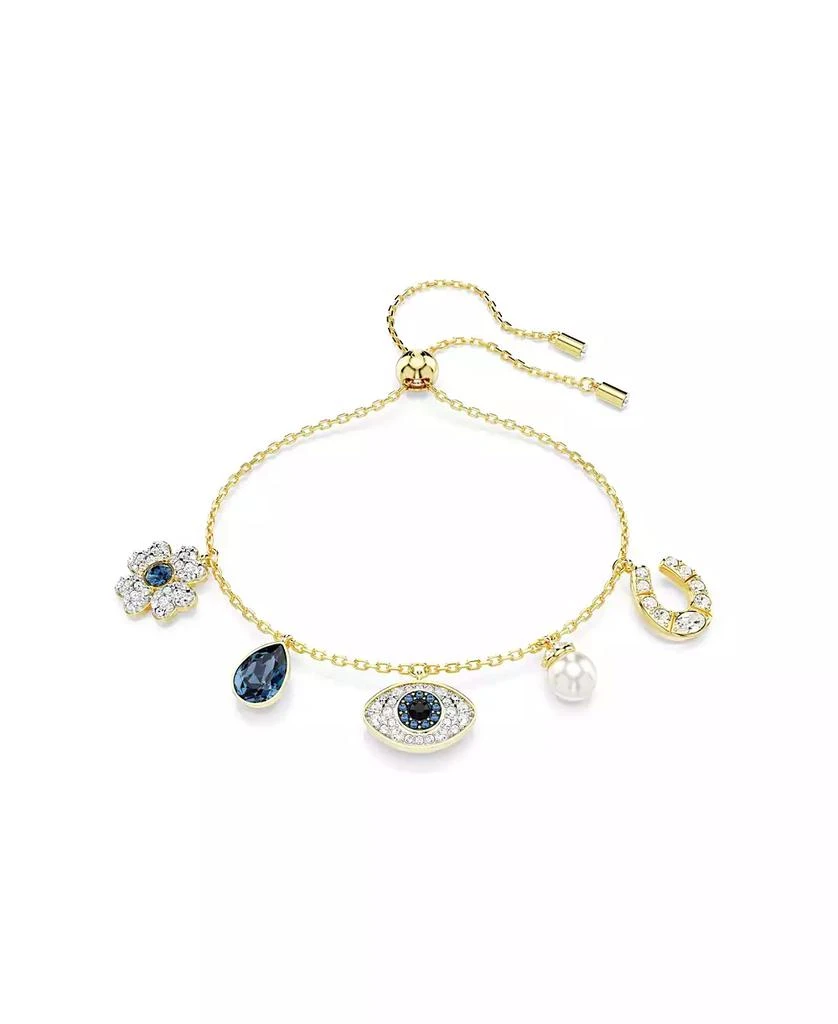 Swarovski Clover, Evil Eye and Horseshoe, Blue, Gold-Tone Plated Symbolica Bracelet 1