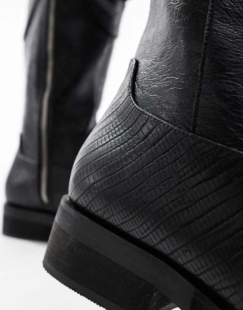 Koi Footwear KOI The Last Courtship ornate stacked western cowboy boots in black lizard 4