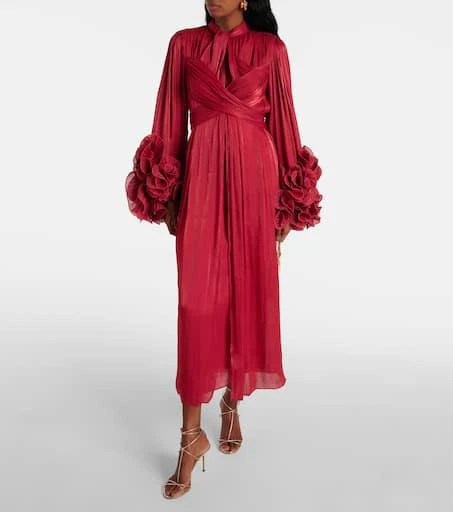 Costarellos Mellonia draped lamé midi dress 2