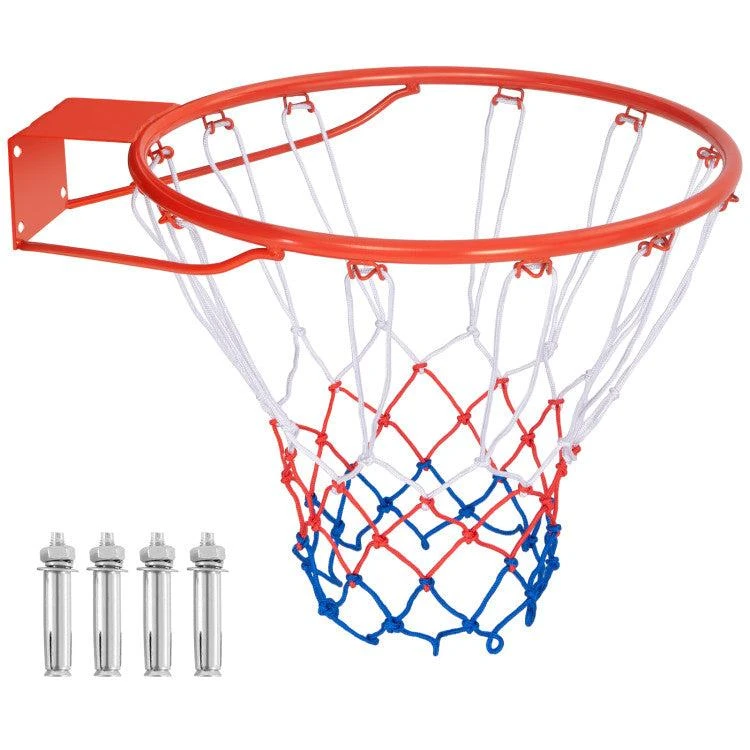 Hivvago 18 Inch Basketball Rim Goal Replacement with All Weather Net and Mounting Hardware 7