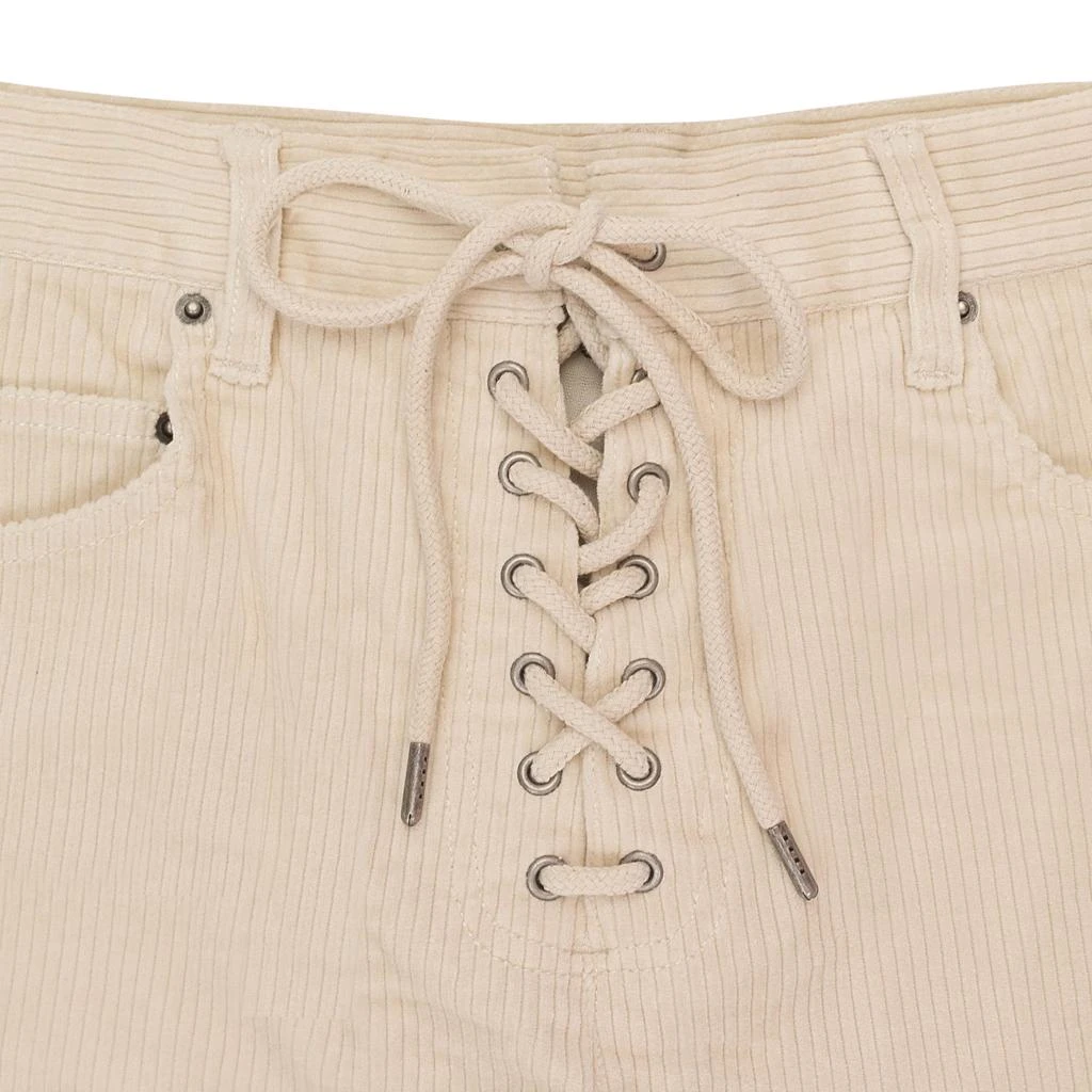 Callipygian CALLIPYGIAN STRETCH CURDUROY OFF-WHITE LACE-UP JEANS 3
