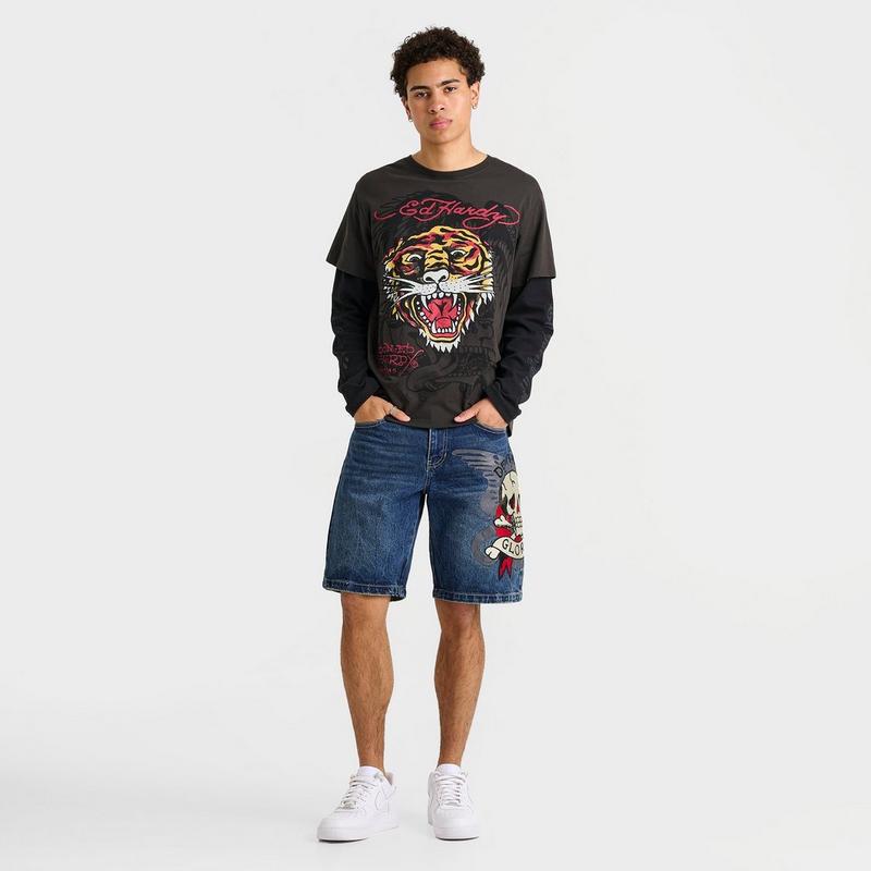 Men's Ed Hardy Death or Glory Denim Shorts – On Sale Now with Up