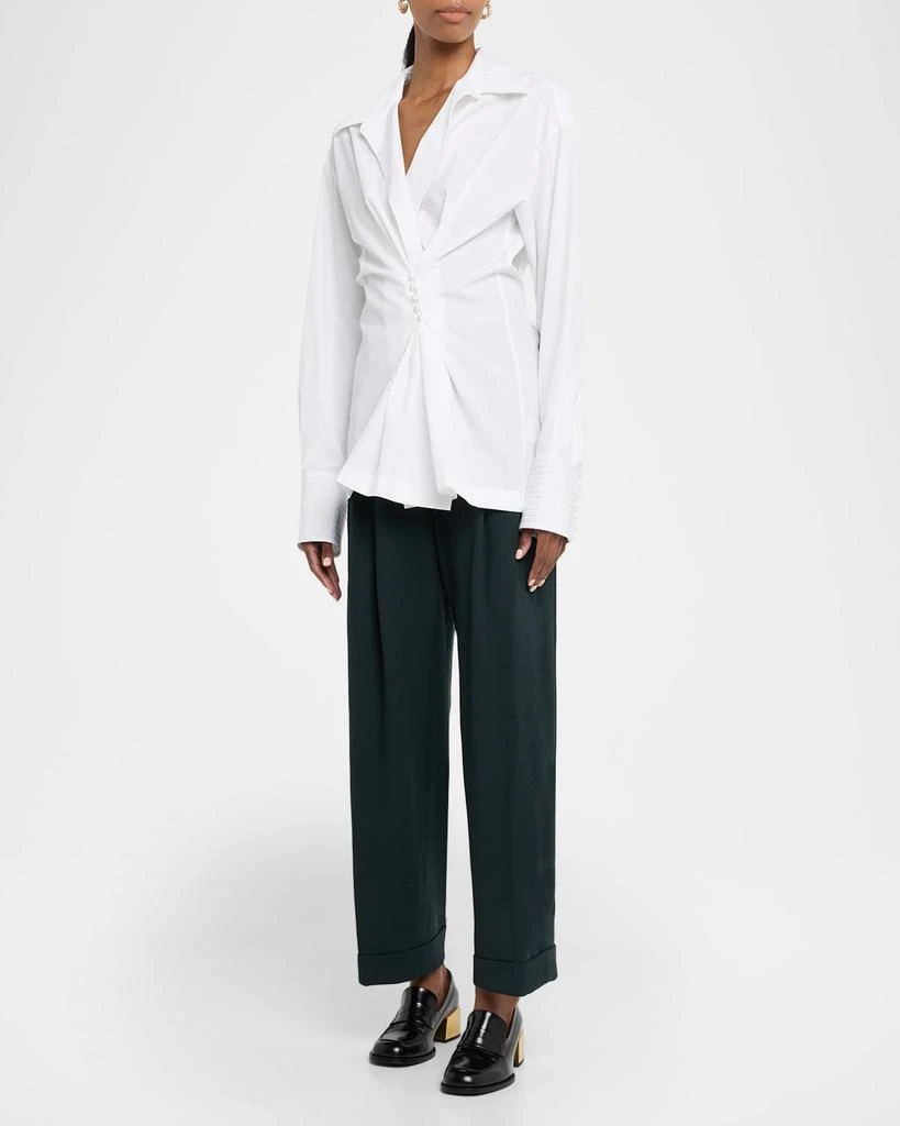 Dries Van Noten Partan Pleated Straight-Leg Ankle Pants 2