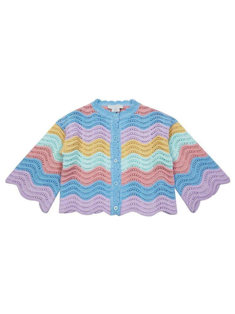 Stella McCartney Stella McCartney Kids Wavy Pattern Scalloped Cardigan
